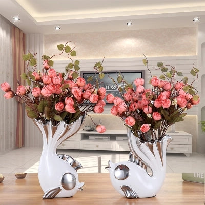 European Ceramic Fish Couples Vase - 2pcs - Belly Pots