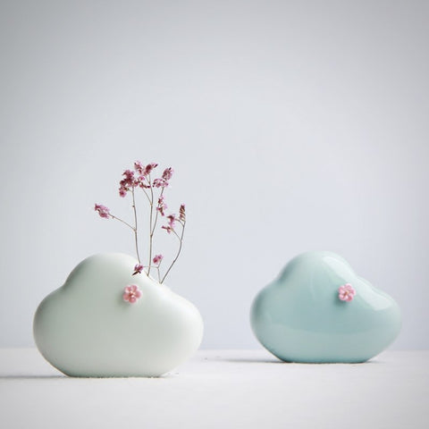 Creative White Clouds Ceramic Vase - Belly Pots