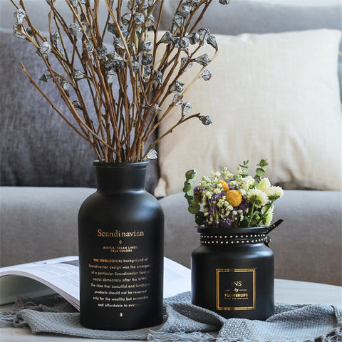 Nordic Black Glass Vases - Belly Pots