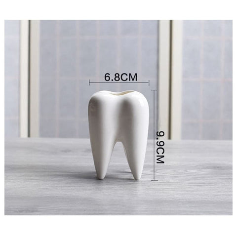 Tooth Shaped White Ceramic Flower Pot - Belly Pots