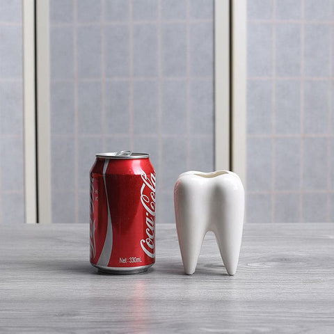 Tooth Shaped White Ceramic Flower Pot - Belly Pots