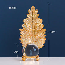 Interior Modern Nordic Table Gold Accessories Wholesale Metal Maple Leaf Art Crafts Home Decor Pieces Luxury Crystal Decor