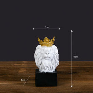 Lion Hot Selling Interer Resin Crafts Home Decoration Nordic Style Gold Crown Lion Animal Ornament Luxury Lion Head Figurine