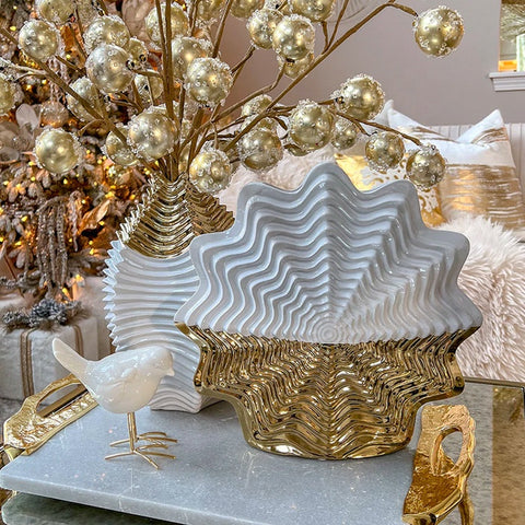 Light Luxury Plating Gold Ceramic Crafts Flower Insert Wedding Home KTV Model Room Flower Shop Vase Ornaments