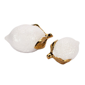 Factory Wholesale Light Luxury Style Ceramic Electroplating Lemon Ornaments