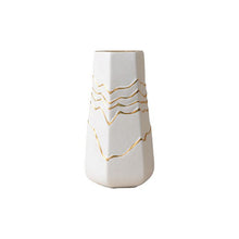 Unique Design Ceramic Modern White with Irregular Gold Rim Ceramic Vases for Home Decor Nordic Luxury Porcelain Vase
