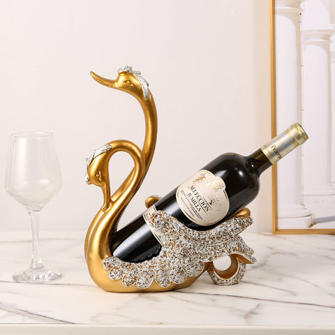 Luxury Simple Creative Crafts Decoration Home Restaurant Wine Cabinet Champagne Swan Red Wine Display Rack