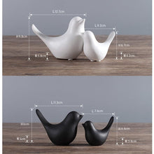 Black and White Ceramic Birds Home Interior Figurines - 4pcs - Belly Pots