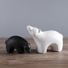 Black and White Ceramic Polar Bear Home Interior Figurines - 4pcs - Belly Pots