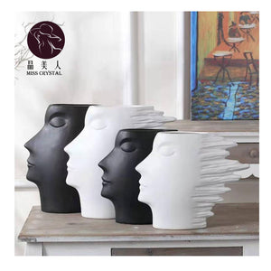 Nordic Abstract Human Face Ceramic Modern Minimalist Porch Flower Arrangement Vase Living Room Art Decoration Ornaments