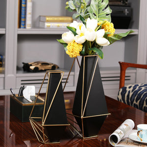 Light Luxury Modern Geometric Metal Vase Decoration Simple Creative Decorative Flower Arrangement