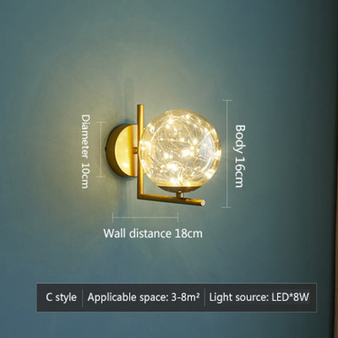 Modern Nordic Wall Lamp Gold Gypsophila Sconce beside Bedroom Creative Stair Indoor Home Background Wall Lamp Light Decoration