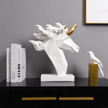 Living Resin Black and White Unicorn Art Luxury Interior Home Ornament Animals Statue Nordic Decoration