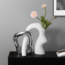 Souvenir Gift Art Luxury Ceramic Vase Sliver Color Decoration for Living Room