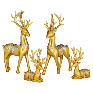 Nordic Personality Luxury Golden Resin Deers a Family of Four Home Decorations Hotel Bar Resin Crafts Ornaments