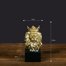 Lion Hot Selling Interer Resin Crafts Home Decoration Nordic Style Gold Crown Lion Animal Ornament Luxury Lion Head Figurine