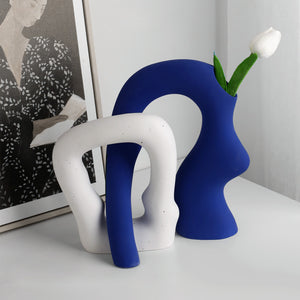 Nordic High Sense Alien Color Two-Piece Flower Implement Ornaments Creative Special Shaped Ceramic Art Vase