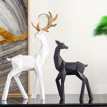 Fashion Home Black White Deer Couple Design Sculpture Decoration Animal Figurine Indoor Statue Ornament