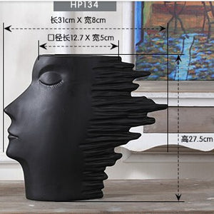 Minimalist Abstract Head Figurine Vase - 2/4pcs - Belly Pots