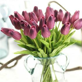 Purple Tulips Artificial Flowers for Home & Wedding decoration - Belly Pots