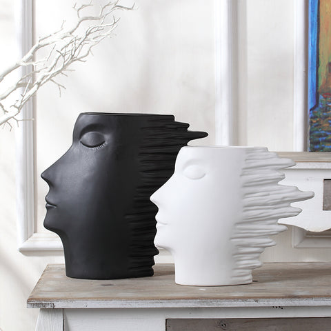 Minimalist Abstract Head Figurine Vase - 2/4pcs - Belly Pots