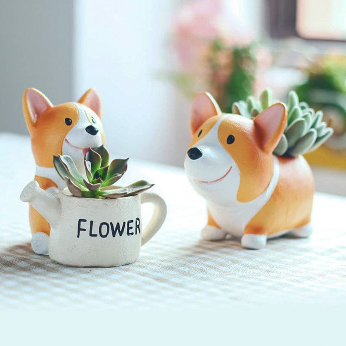 Creative Resin Corgi Succulent Plant Pot - 1pc - Belly Pots