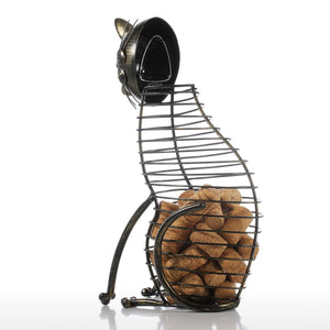 Metal Cat Wine Cork Holder - Belly Pots