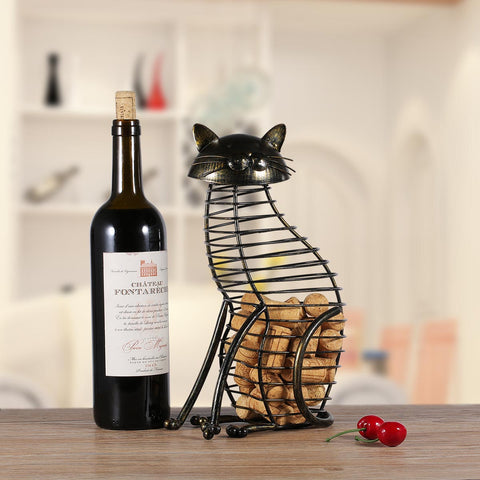 Metal Cat Wine Cork Holder - Belly Pots