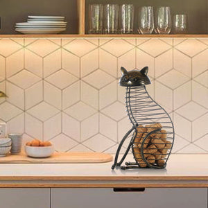 Metal Cat Wine Cork Holder - Belly Pots