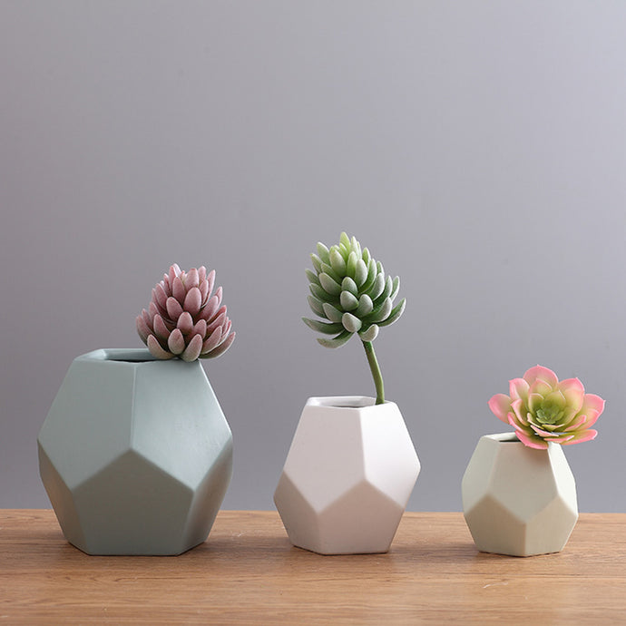 New Geometry Style Ceramic Vase - Belly Pots