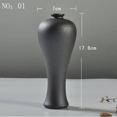 Modern Minimalist Ceramic Black Vase - 1pc - Belly Pots