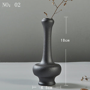 Modern Minimalist Ceramic Black Vase - 1pc - Belly Pots