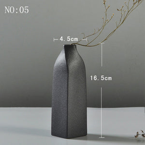 Modern Minimalist Ceramic Black Vase - 1pc - Belly Pots