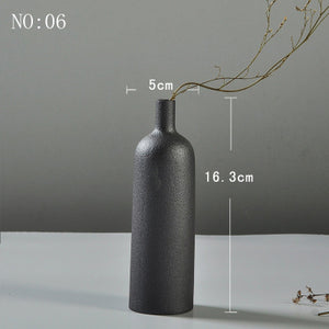 Modern Minimalist Ceramic Black Vase - 1pc - Belly Pots