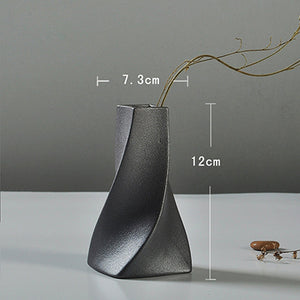Modern Minimalist Ceramic Black Vase - 1pc - Belly Pots