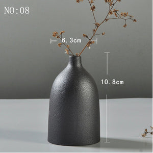 Modern Minimalist Ceramic Black Vase - 1pc - Belly Pots
