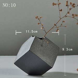 Modern Minimalist Ceramic Black Vase - 1pc - Belly Pots