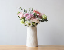 Natural Wavy Design White Ceramic Flower Vase - Belly Pots