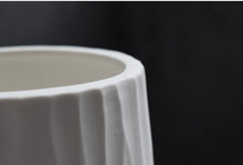 Natural Wavy Design White Ceramic Flower Vase - Belly Pots