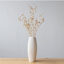 Waterfall Textured Elegant Design White Ceramic Flower Vase - Belly Pots