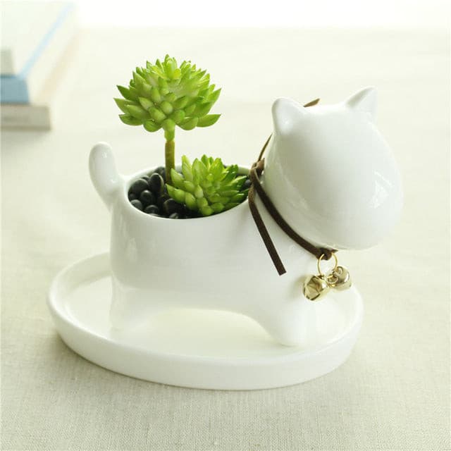 Cute Animal White Ceramic Flowerpot - Belly Pots