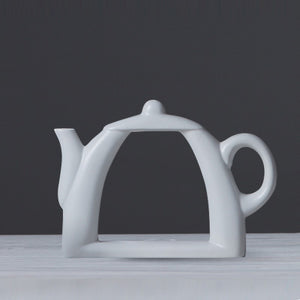 Fashion Modern Tea Cup Style White Ceramic Tabletop Vase - Belly Pots