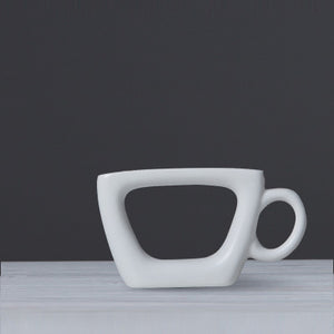 Fashion Modern Tea Cup Style White Ceramic Tabletop Vase - Belly Pots