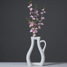 Fashion Modern Tea Cup Style White Ceramic Tabletop Vase - Belly Pots