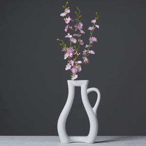 Fashion Modern Tea Cup Style White Ceramic Tabletop Vase - Belly Pots