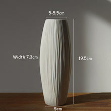 Waterfall Textured Elegant Design White Ceramic Flower Vase - Belly Pots