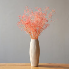 Waterfall Textured Elegant Design White Ceramic Flower Vase - Belly Pots