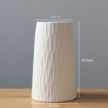 Natural Wavy Design White Ceramic Flower Vase - Belly Pots
