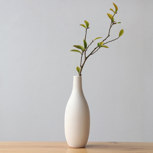 Japanese Style White Ceramic Flower Vase - Belly Pots