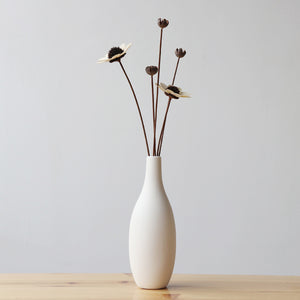 Japanese Style White Ceramic Flower Vase - Belly Pots